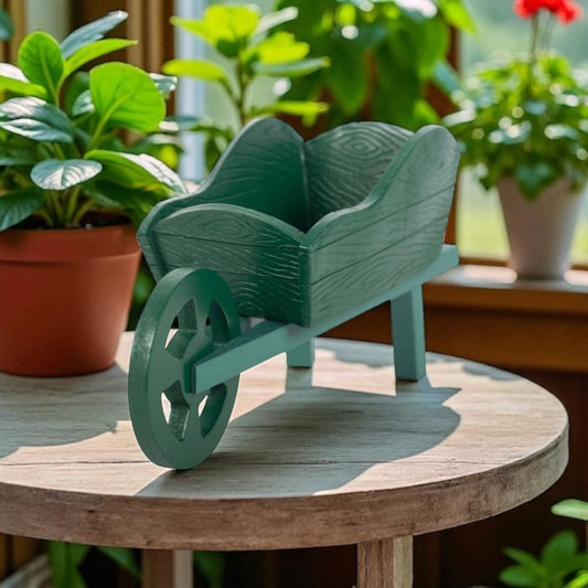 Green Resin Wheelbarrow Planter