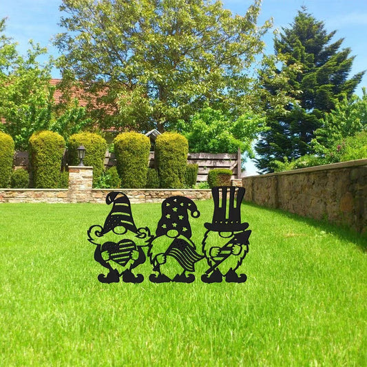 Patriotic Gnome Garden Stakes - Set of 3